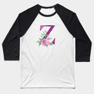 Floral Monogram Z Beautiful Rose Bouquet Baseball T-Shirt